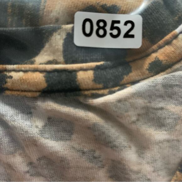 Roamans Womens Abstract Animal Print Top Sz 2X Earthy Flowy Ruffle Sleeve‎ - Picture 8 of 8